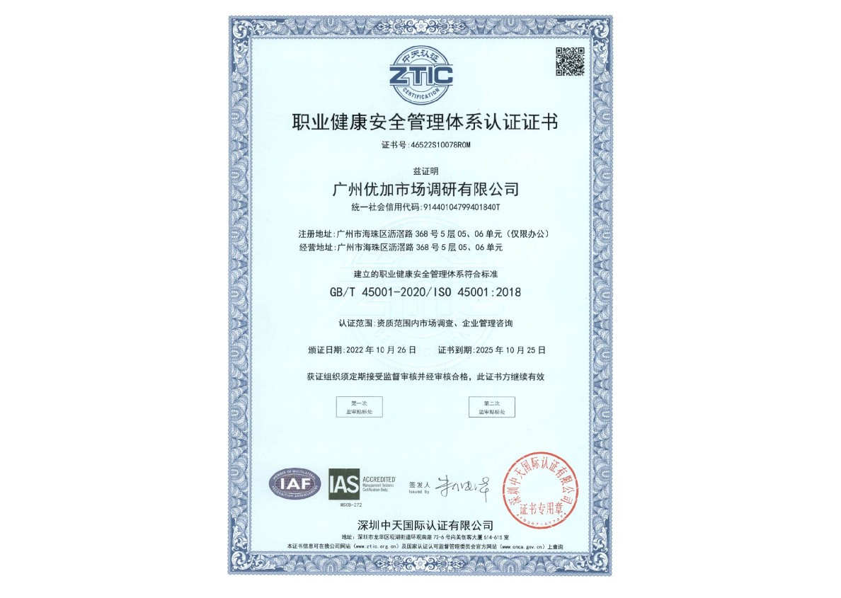 ISO45001 Occupational Health and Safety Management System Certification